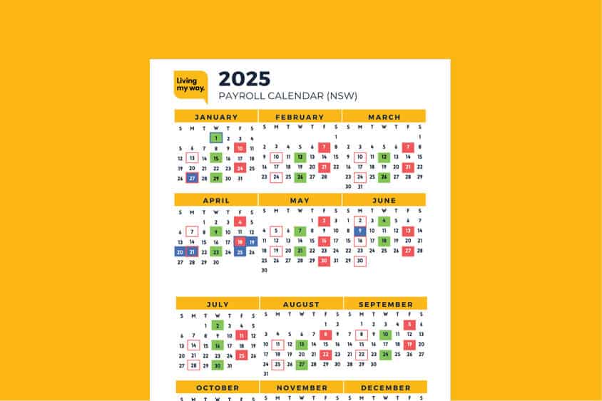 2025 Payroll Calendar NSW screengrab