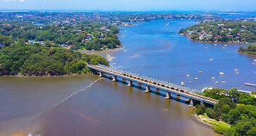 Aerial photo of a bridge in Georges River